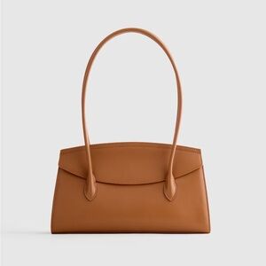 Quince Italian Leather Double Strap Shoulder Bag in Cognac